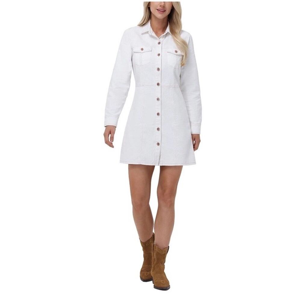 Frye white denim button-front dress Size M